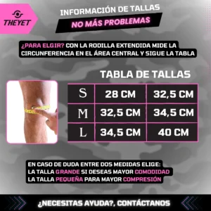 Tabla de tallas Rodilleras Camo Crossfit y Halterofilia THEYET