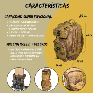 Mochila Táctica 25l MOLLE X-PACK Camo Forest - Imagen 5