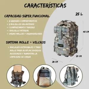 Mochila Táctica 25l MOLLE X-PACK Camo Gris - Imagen 2