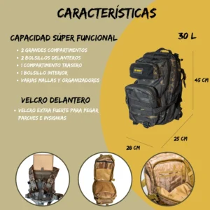 Mochila Táctica 30l VELCRO X-PRO Camo - Imagen 6