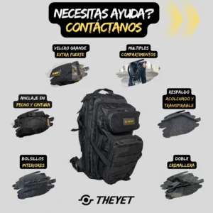 Mochila Táctica 30l VELCRO X-PRO Negra - Imagen 3