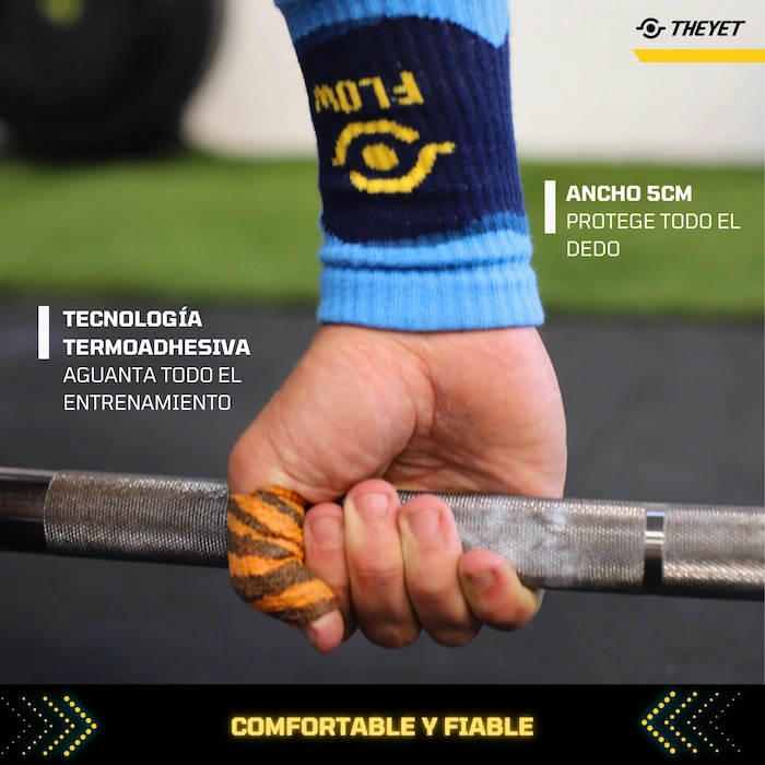 tape vendaje elastico dedos hook grip mano callos theyet halterofilia